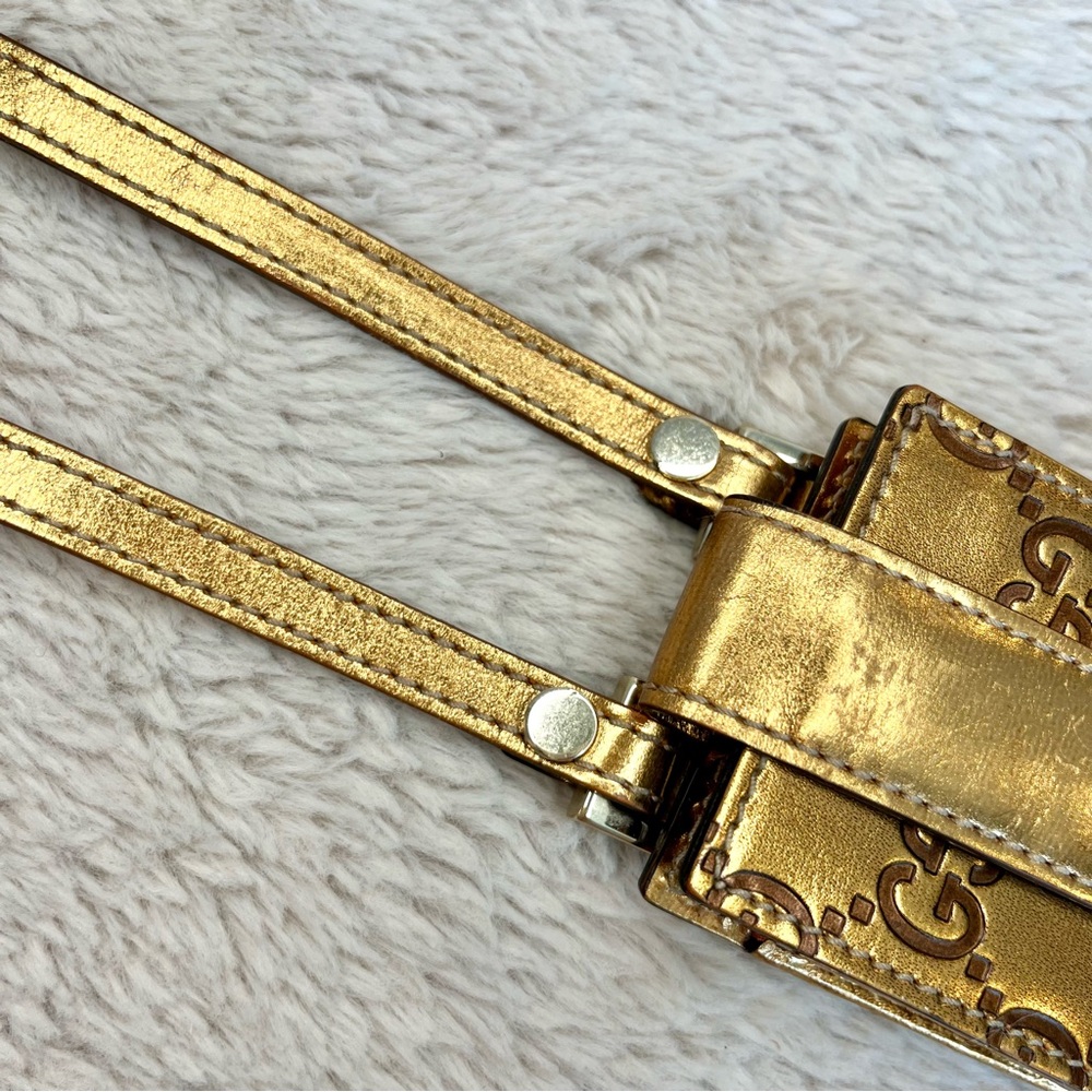 Gucci Metallic Bronze GG Monogram Mini Lanyard Bag - Picture 12 of 15